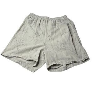 Vintage WEK Women Cream Leaves Elastic Waist High Rise Shorts Size XL